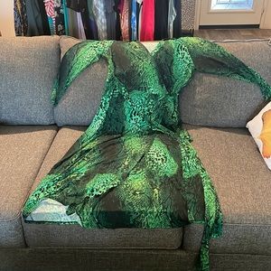 Green snake print dress